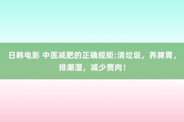 日韩电影 中医减肥的正确规矩:清垃圾，养脾胃，排潮湿，减少赘肉！