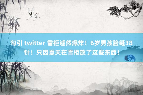勾引 twitter 雪柜遽然爆炸！6岁男孩脸缝38针！只因夏天在雪柜放了这些东西！